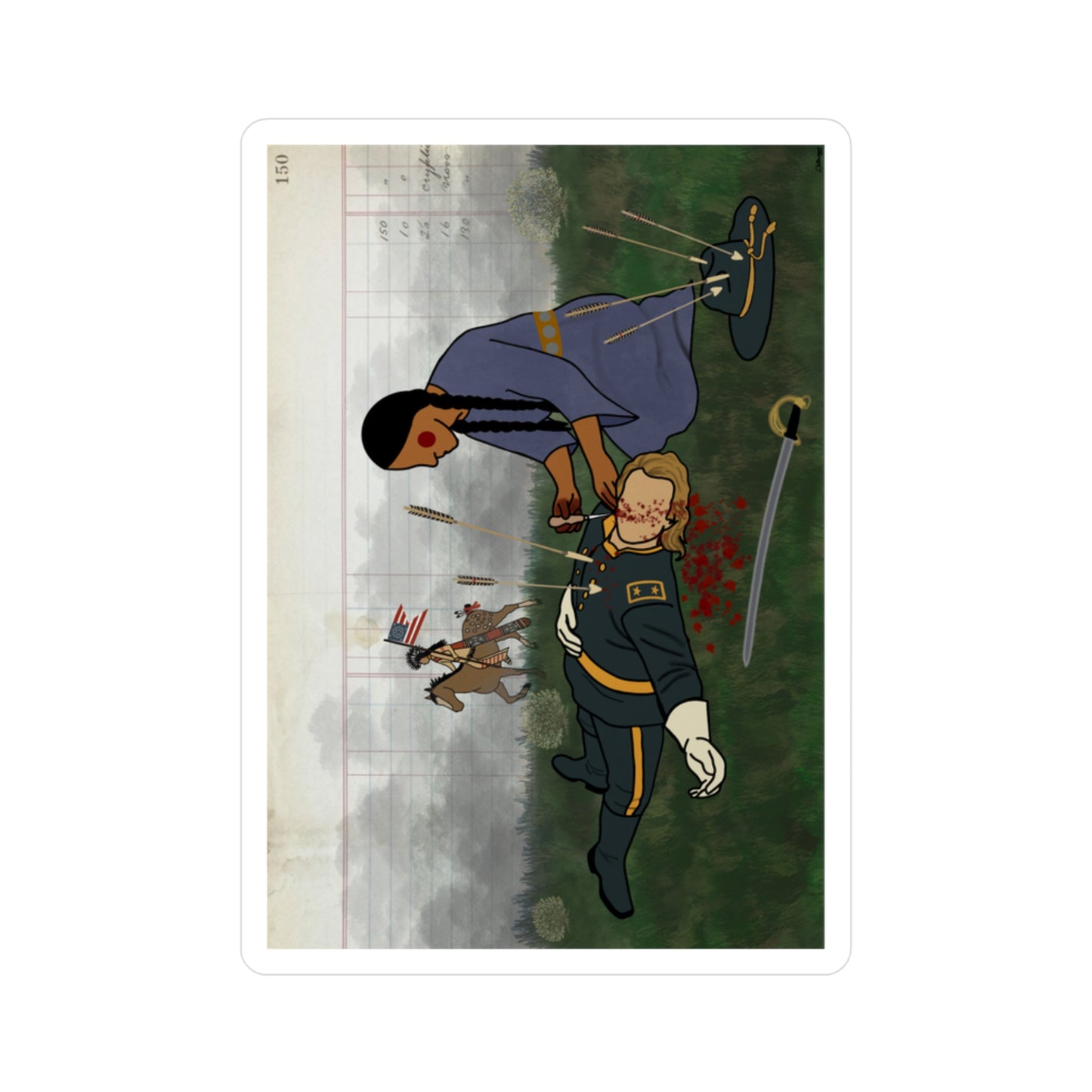 150th Little Bighorn Ledger Decal